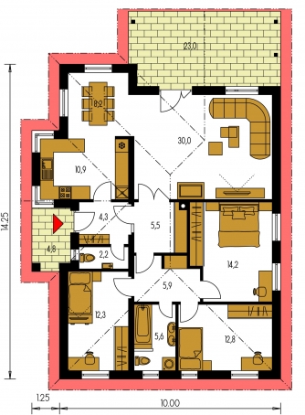 Plan de sol du rez-de-chaussée - BUNGALOW 23